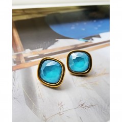 Golden Treasure Earrings with Swarovski Light Blue