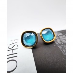 Golden Treasure Earrings with Swarovski Light Blue