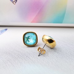 Golden Treasure Earrings with Swarovski Cyan