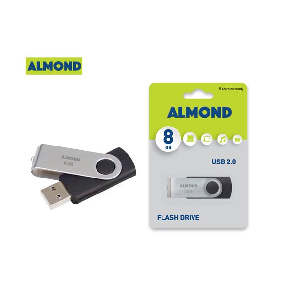 USB Almond Flash Drive 8GB Twister black