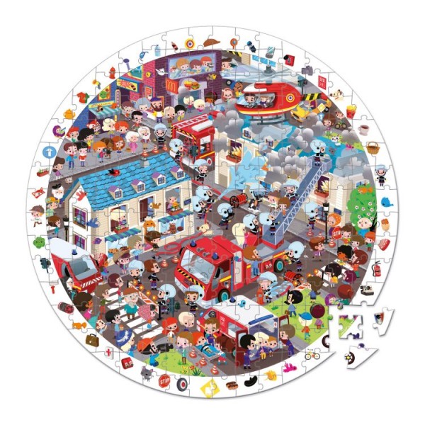 Round puzzle 208 pcs. Firefighters