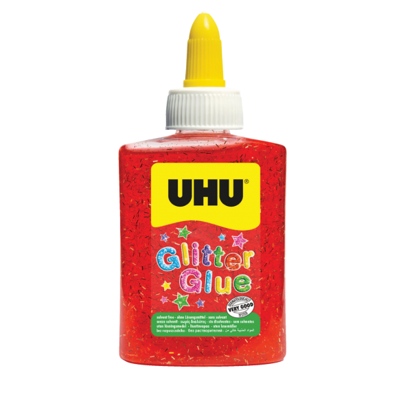 Red UHU glue with Glitter particles