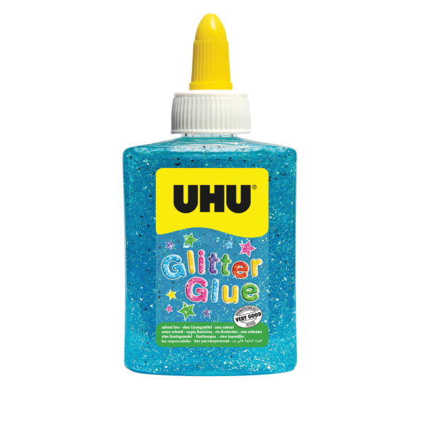 Blue UHU glue with Glitter particles