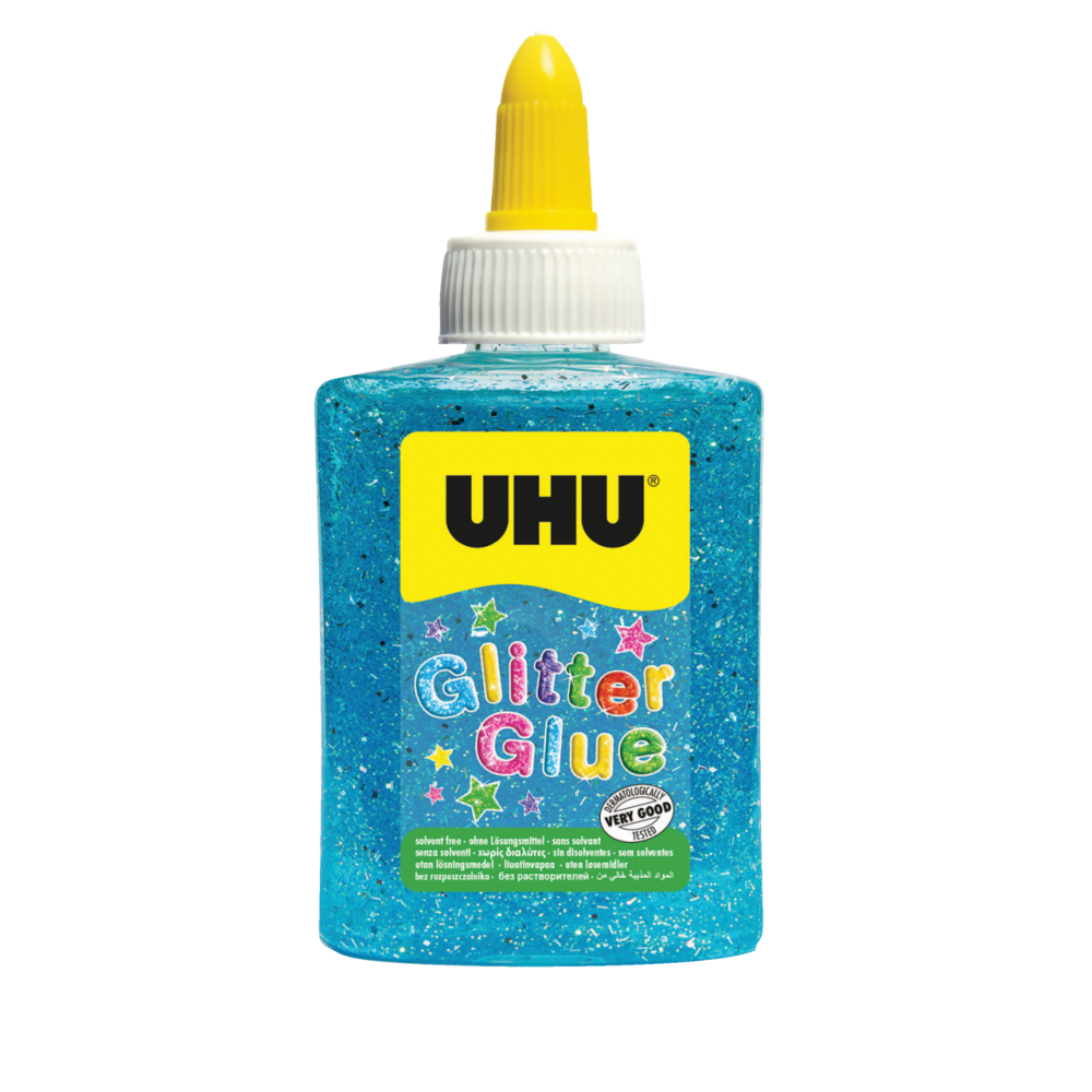 Blue UHU glue with Glitter particles