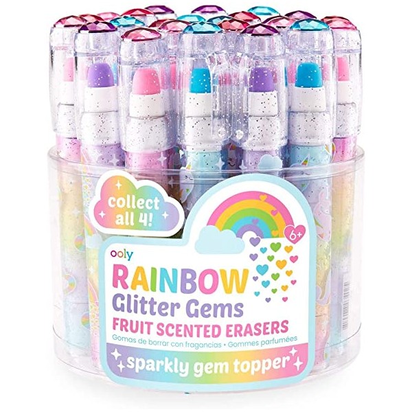 Aromatic Eraser Pen Rainbow Glitter Gem 1pc. - 4 Designs Ooly