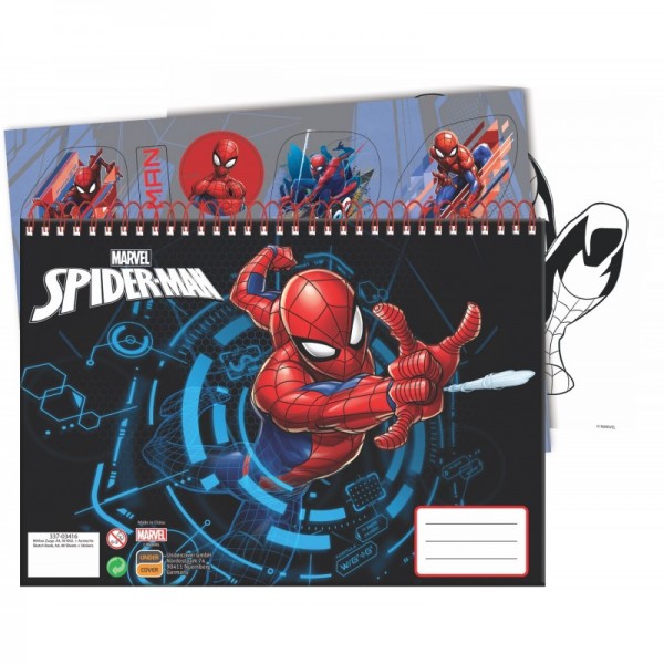 Μπλοκ ζωγραφικής Α4 40 Φύλλων με αυτοκόλλητα Spiderman GIM