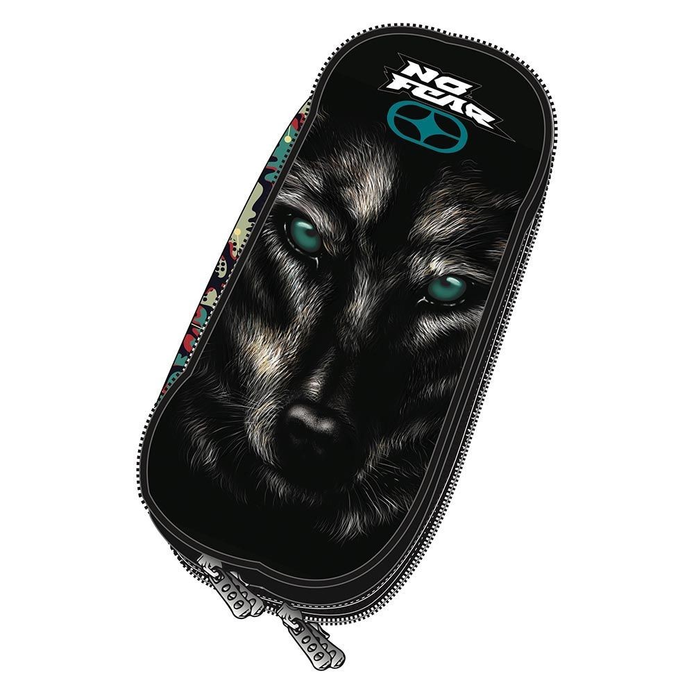 No Fear Black Wolf Oval Pencil Case