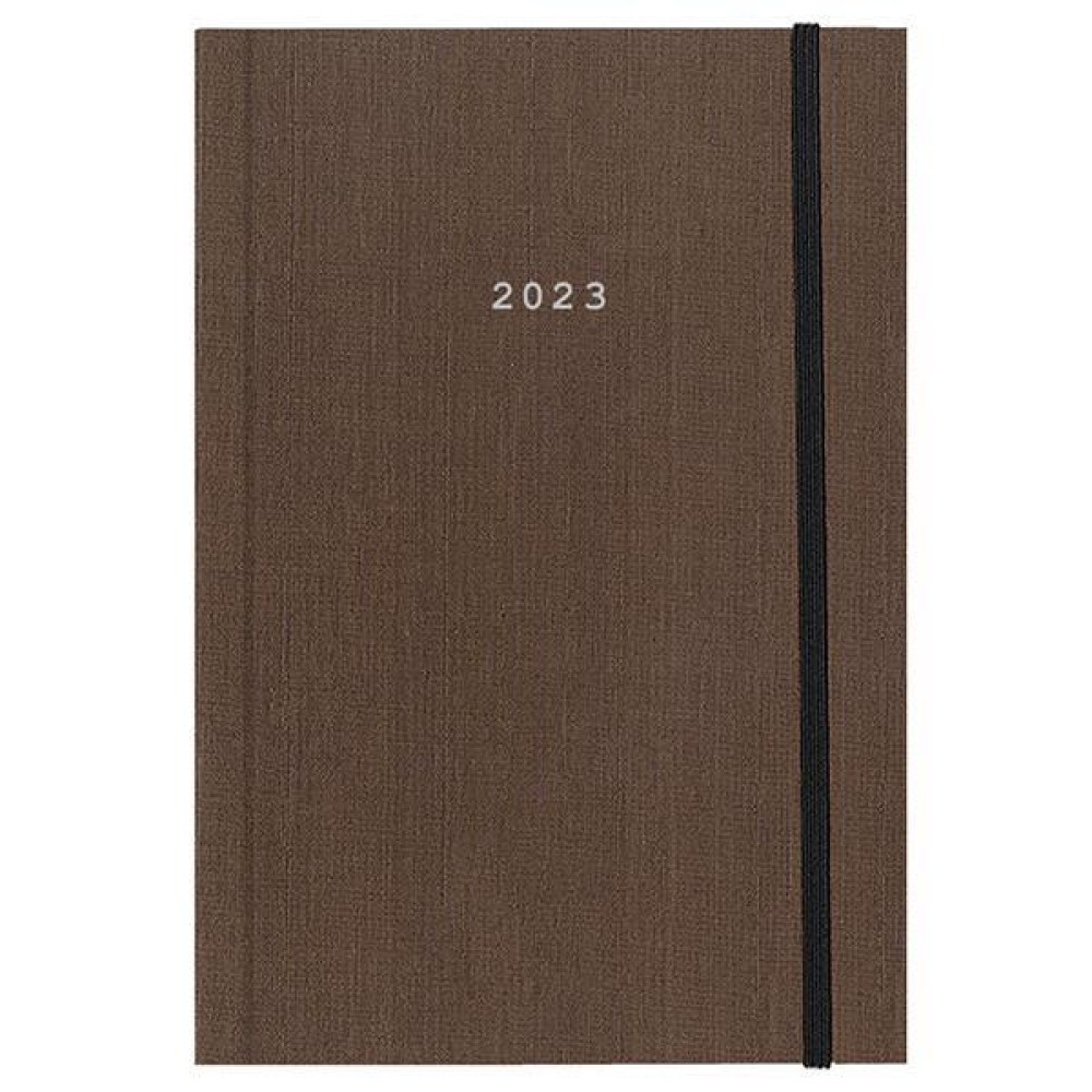 Daily calendar 2023 12X17cm. fabric tied brown with rubber band