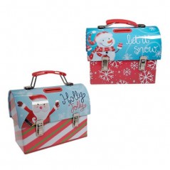 Christmas money box metallic-suitcase