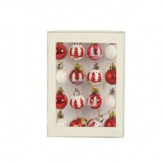 Christmas balls plastic red and white 16pcs, Ø 3cm.