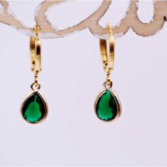 Earrings with Austrian green crystals