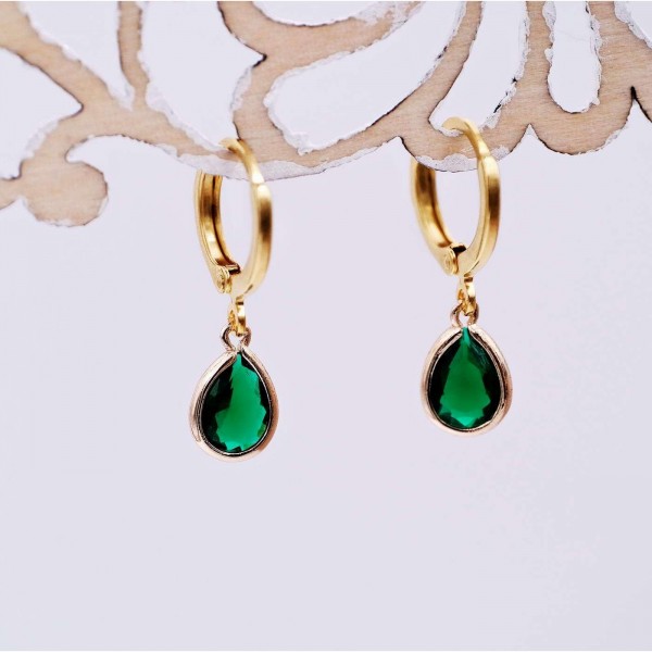 Earrings with Austrian green crystals