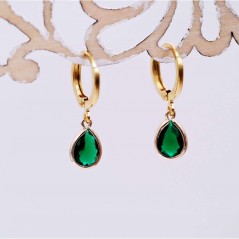 Earrings with Austrian green crystals