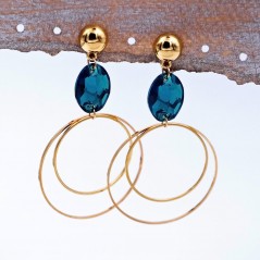 Hoop earrings Precious crystal blue