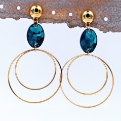 Hoop earrings Precious crystal blue