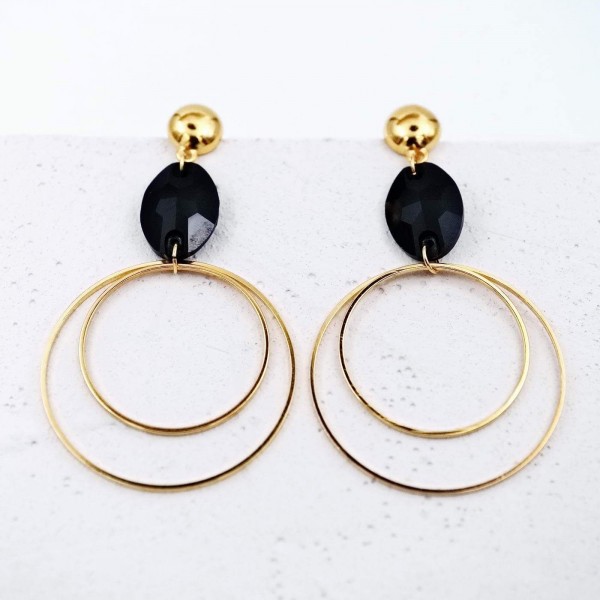 Hoop earrings Precious crystal black