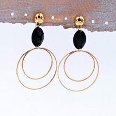 Hoop earrings Precious crystal black