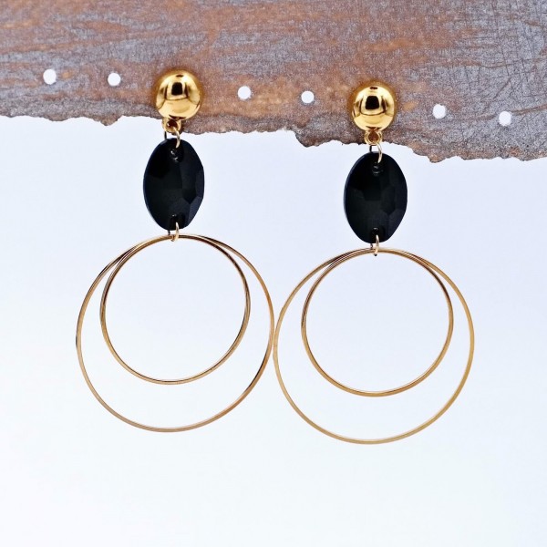 Hoop earrings Precious crystal black