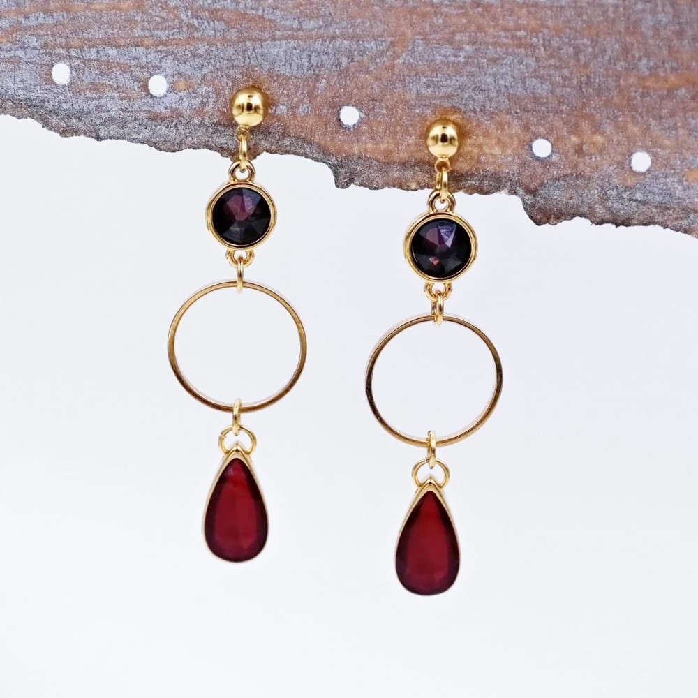 Earrings with crystals and vitraux drops