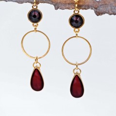 Earrings with crystals and vitraux drops