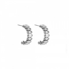 Stainless steel hoop earrings with zircon crystals