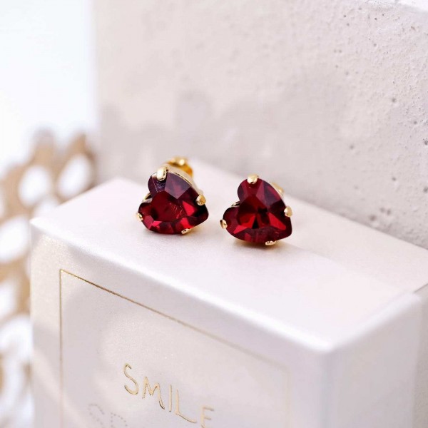 "Precious Heart" stud earrings with heart crystals