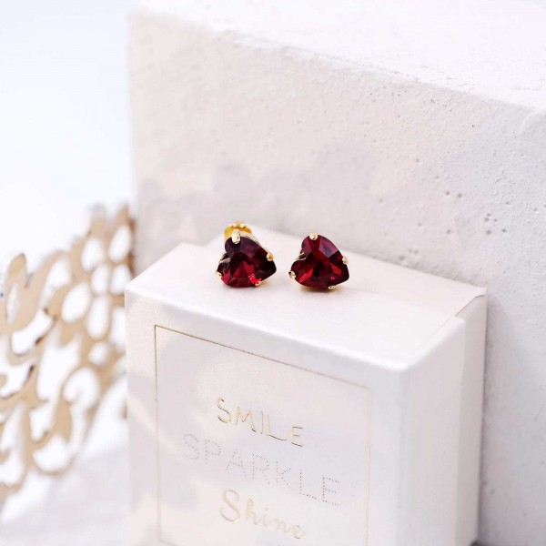 "Precious Heart" stud earrings with heart crystals