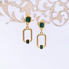 Gold-plated earrings with enamel