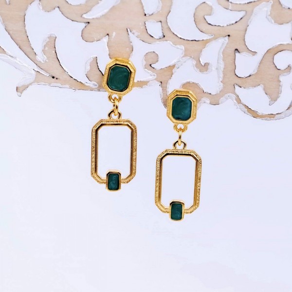 Gold-plated earrings with enamel