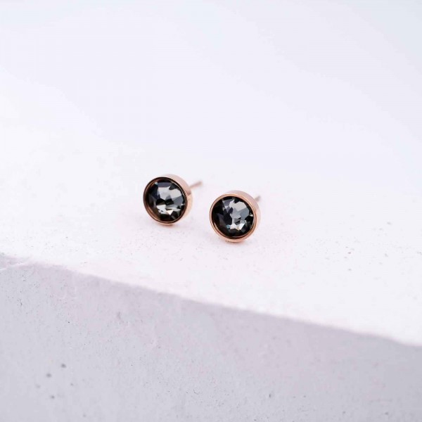 Stud earrings inox with crystals