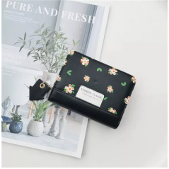 Women's black wallet with flowers 278300