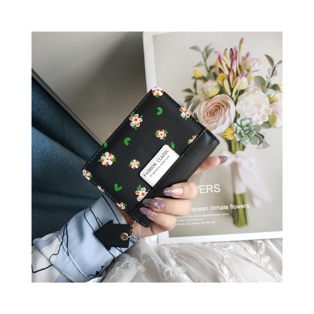 Women's black wallet with flowers 278300