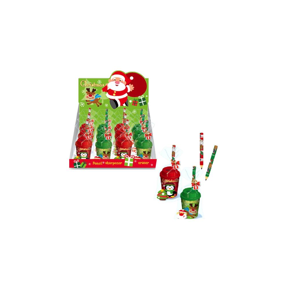 Christmas Pencil - Eraser - Sharpener Set 198M015