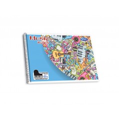 Spiral music notebook with wide line 17x25