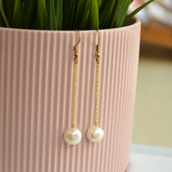 Long earrings with pearl 925°