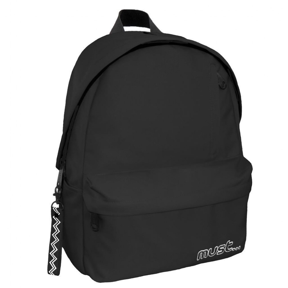 Must Monochrome RPET Backpack Black 1 central pocket