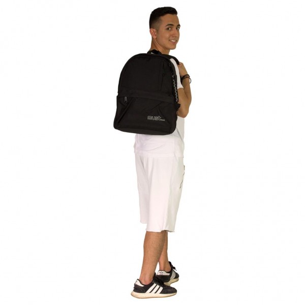 Must Monochrome RPET Backpack Black 1 central pocket