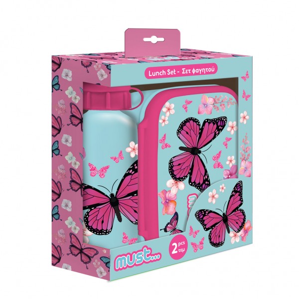 Set Food Container - Aluminum Canteen Bottle Butterfly Must
