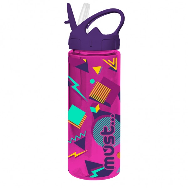 Water Canteen Plastic 500ml with a straw Must Purple