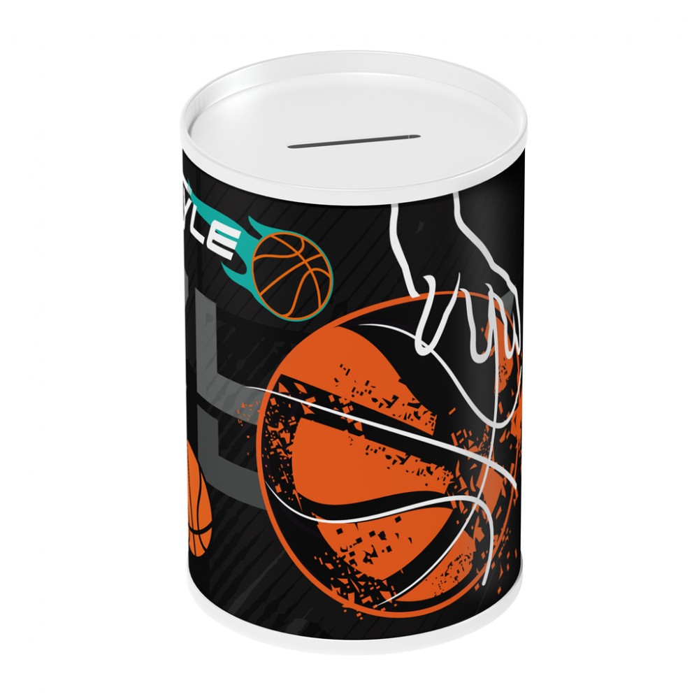 Must metal money box 10x15cm. Basketball