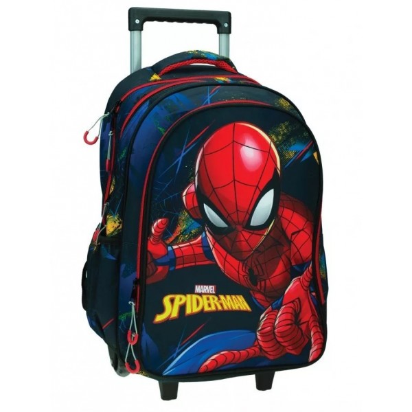 Trolley Primary School Bag Gim Spiderman Blue Net