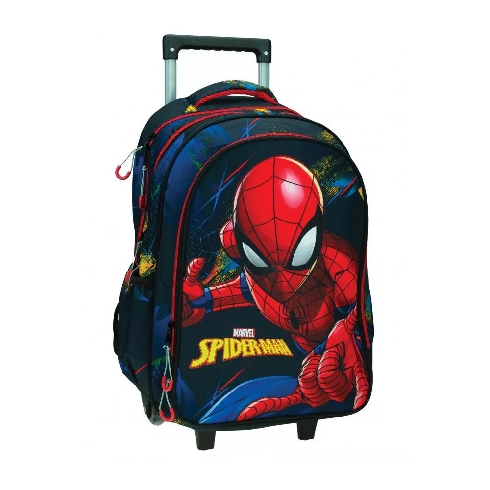 Trolley Primary School Bag Gim Spiderman Blue Net