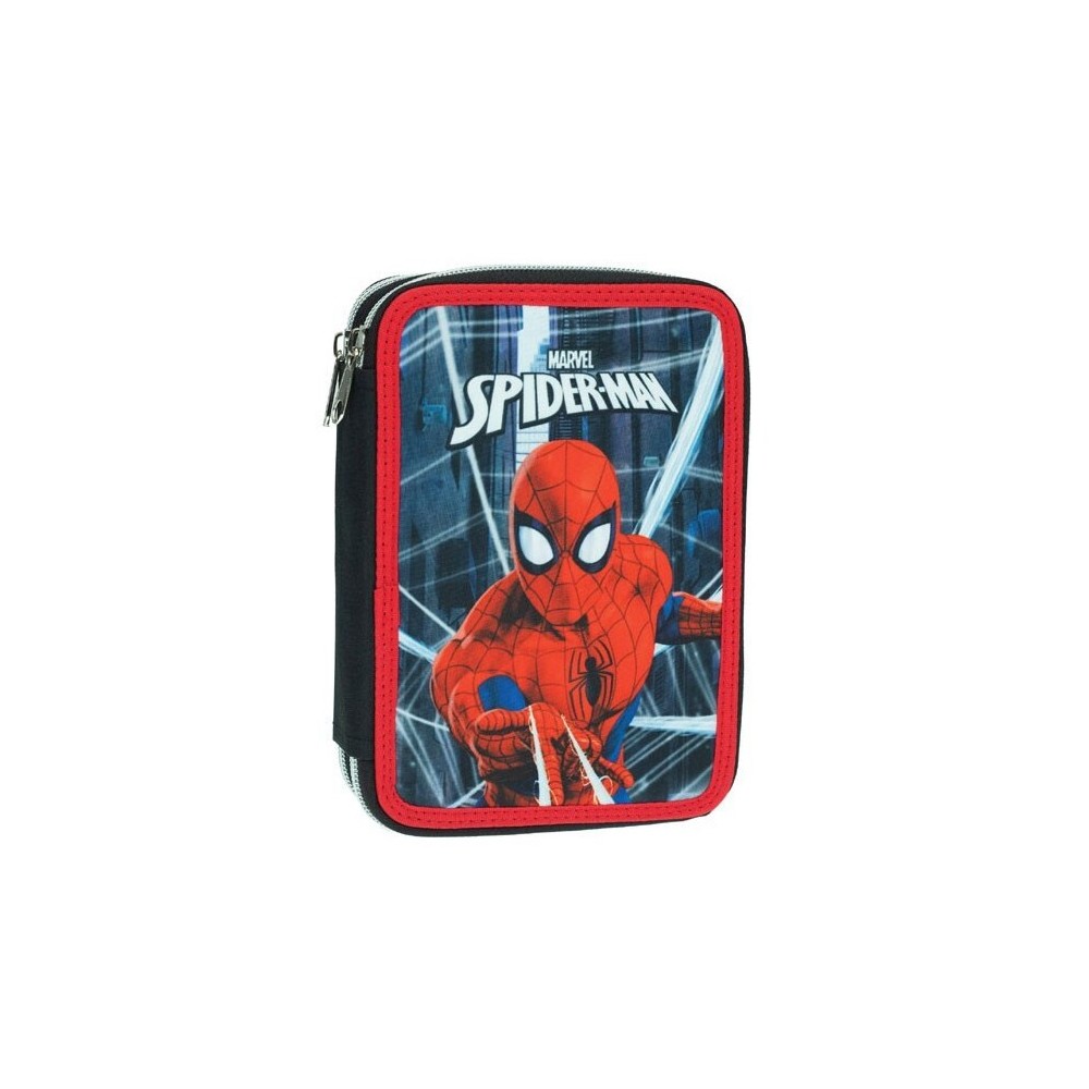 Double Full Pencil Case Spiderman Black City Gim