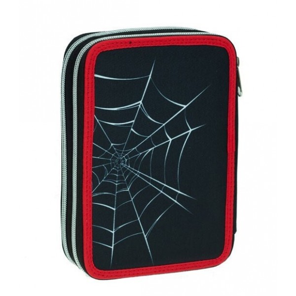 Double Full Pencil Case Spiderman Black City Gim