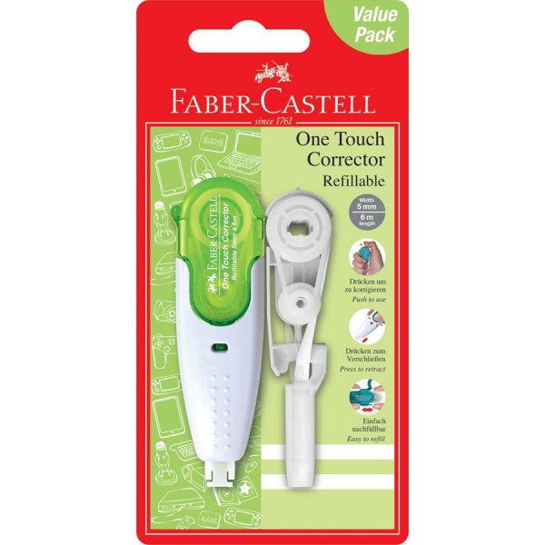 Διορθωτική Ταινία 5mmx6m One Touch Corrector Faber-Castell σετ με ανταλλακτικό