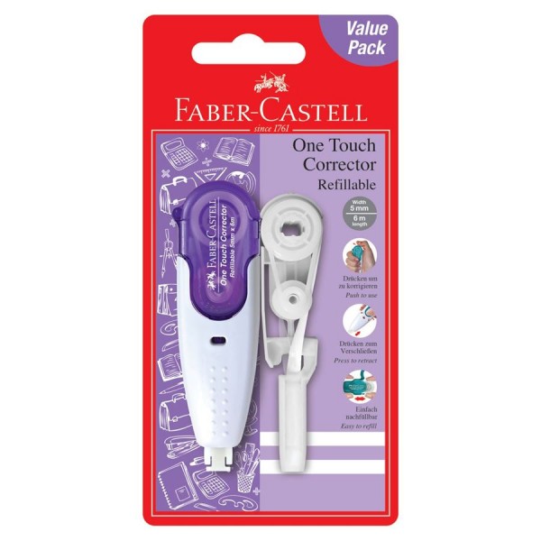 Διορθωτική Ταινία 5mmx6m One Touch Corrector Faber-Castell σετ με ανταλλακτικό