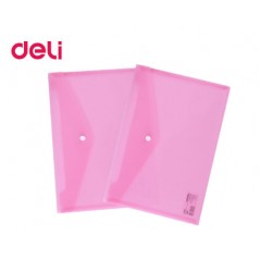 Envelope Button P.P. A4 Deli Transparent Red