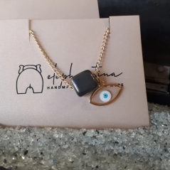 Cube gray necklace with eye