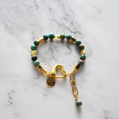 Bracelet with semi-precious stones and gold-plated elements