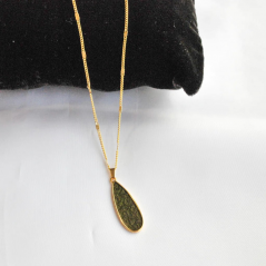 Olive enamel drop necklace